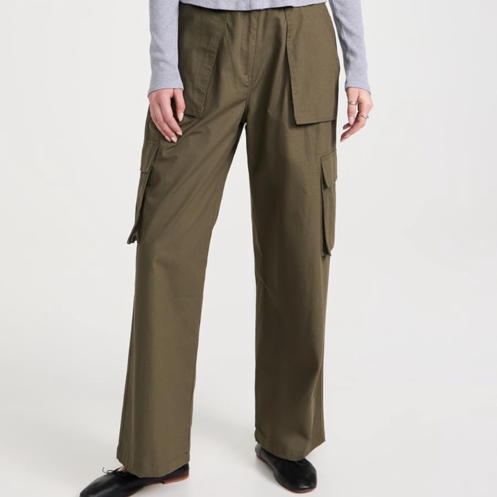 MOON RIVER Cotton Olive Cargo Pants - Picture 5 of 15